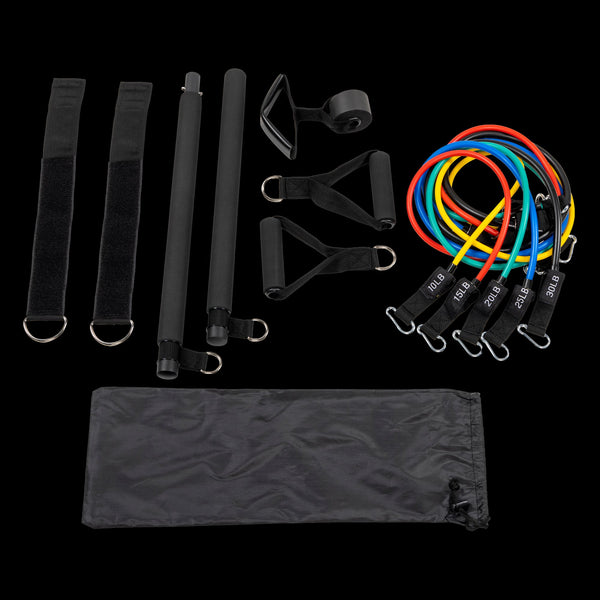 Exercise Pilates Bar Kit Resistance Bands Yoga Fitness Stretch Workout Gym Resistance Trainers