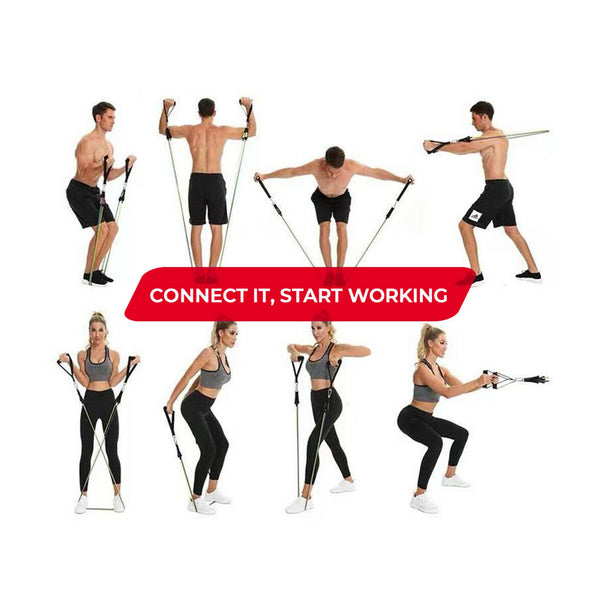Exercise Pilates Bar Kit Resistance Bands Yoga Fitness Stretch Workout Gym Resistance Trainers