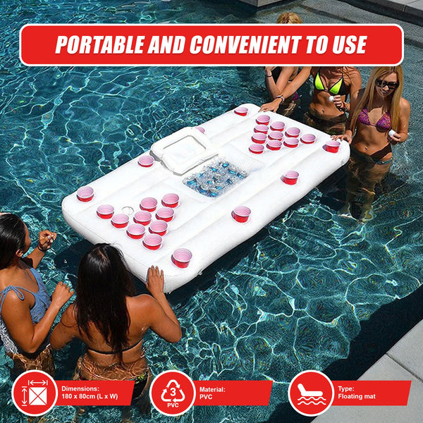 Big Pvc Inflatable Beer Pong Raft Floating Pool Party Game Table Lounge Toy Inflatables