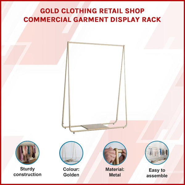 Gold Clothing Retail Shop Commercial Garment Display Rack Shop Display Racks