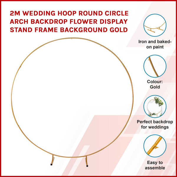2M Wedding Hoop Round Circle Arch Backdrop Flower Display Stand Frame Background Venue Decorations