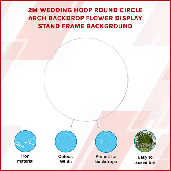 2M Wedding Hoop Round Circle Arch Backdrop Flower Display Stand Frame Background Venue Decorations
