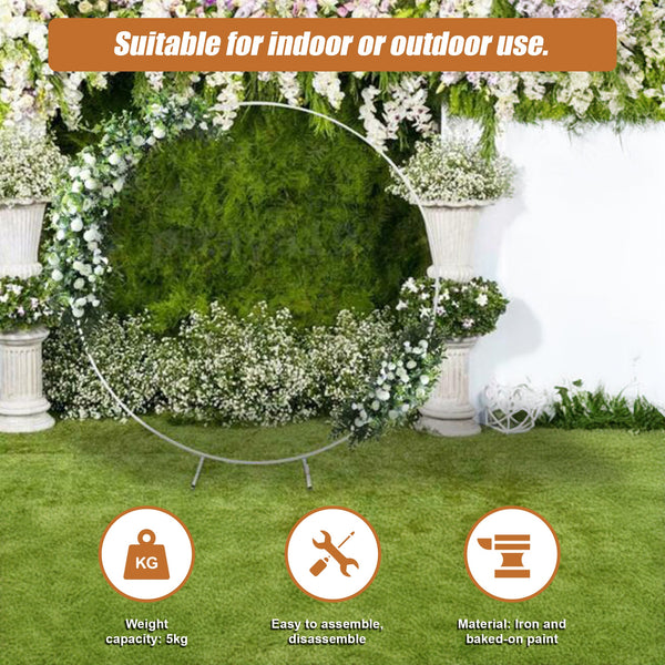 2M Wedding Hoop Round Circle Arch Backdrop Flower Display Stand Frame Background Venue Decorations