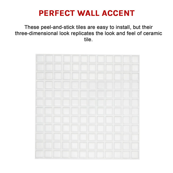 Tiles 3D Peel And Stick Wall Stereoscopic Crystal White 10 Sheets Floor & Wall Tiles