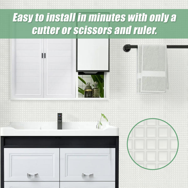 Tiles 3D Peel And Stick Wall Stereoscopic Crystal White 10 Sheets Floor & Wall Tiles