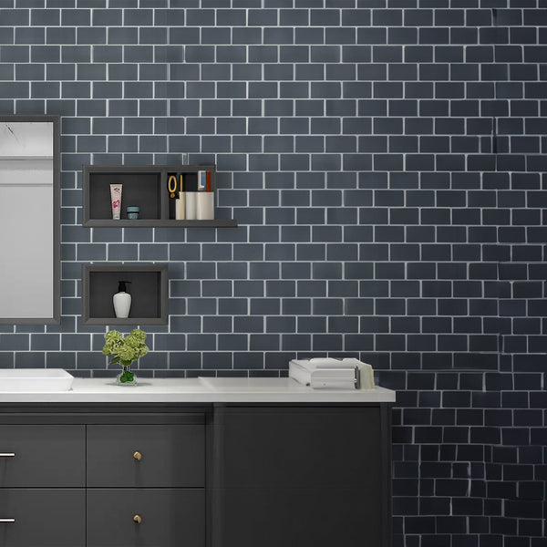 Tiles 3D Peel And Stick Wall Dark Grey 10 Sheets Floor & Wall Tiles