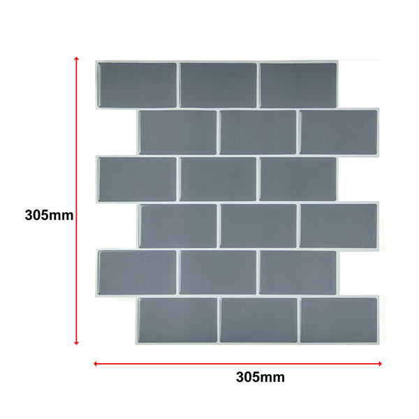 Tiles 3D Peel And Stick Wall Dark Grey 10 Sheets Floor & Wall Tiles