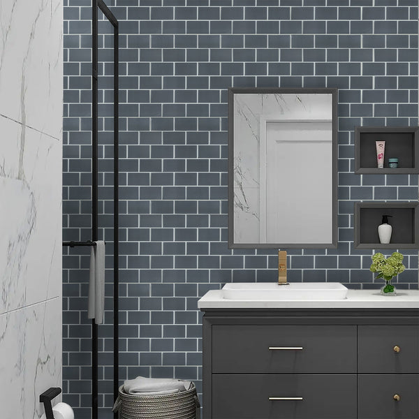 Tiles 3D Peel And Stick Wall Dark Grey 10 Sheets Floor & Wall Tiles