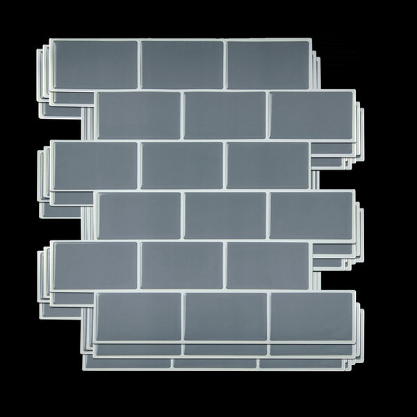Tiles 3D Peel And Stick Wall Dark Grey 10 Sheets Floor & Wall Tiles