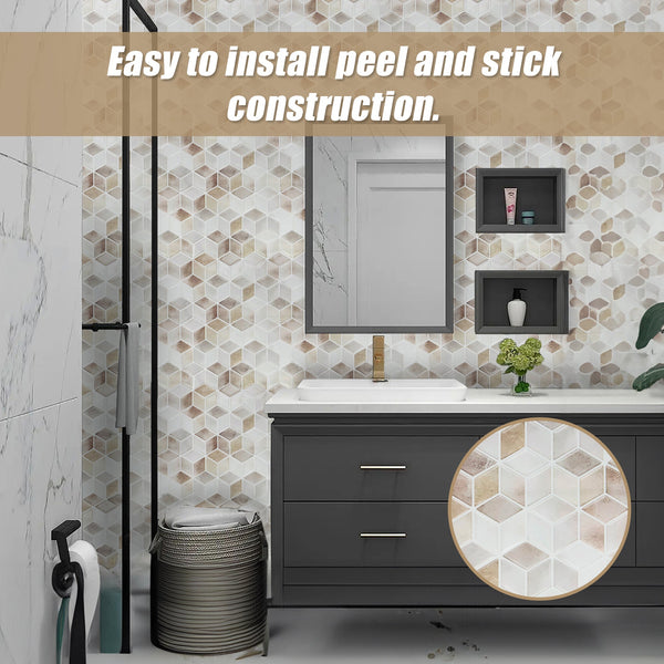 Tiles 3D Peel And Stick Wall Shell Mosaic 10 Sheets Floor & Wall Tiles