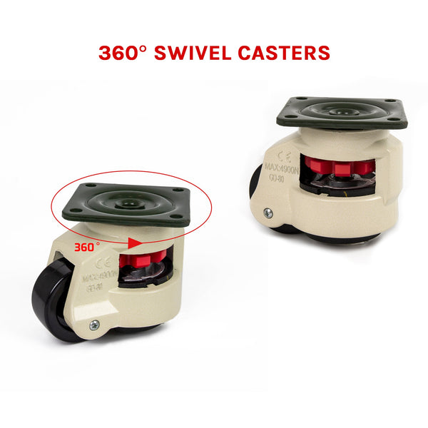 Leveling Casters Swivel Workbench Adjustable Wheel 1000Kg Retractable 4Pcs Castor Wheels