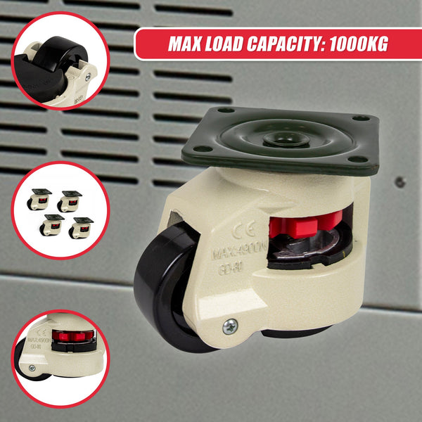Leveling Casters Swivel Workbench Adjustable Wheel 1000Kg Retractable 4Pcs Castor Wheels