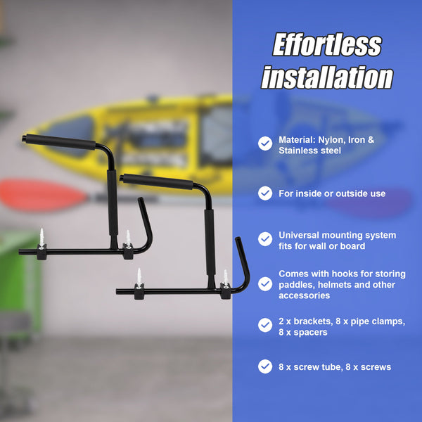 Pair Kayak Storage Rack Hanger Supporter Carrier Surfboard Holder Wall Bracket Kayak Storage Racks