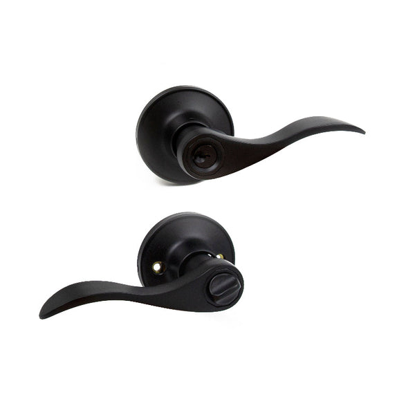 Door Handle Set Lever Key Lock Function Black Door Knobs