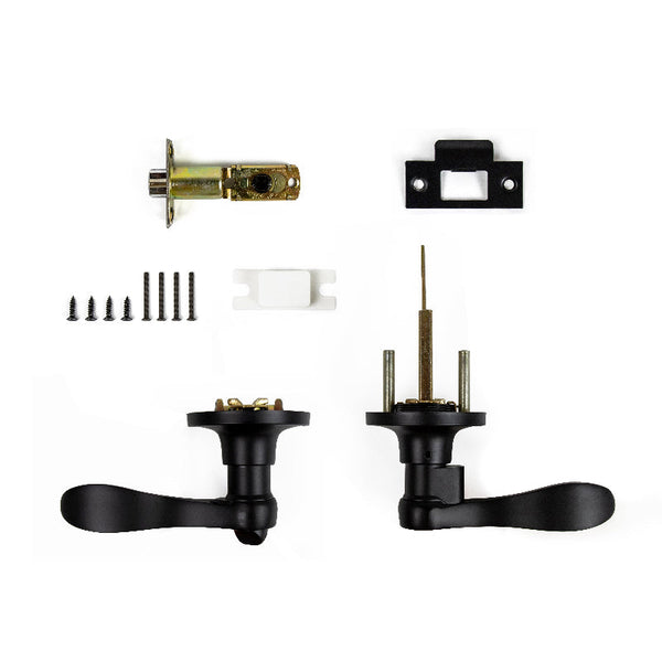 Door Handle Set Lever Key Lock Function Black Door Knobs