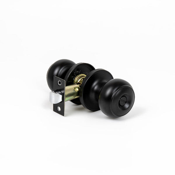 Door Handle Set Privacy Function Round Black Door Knobs