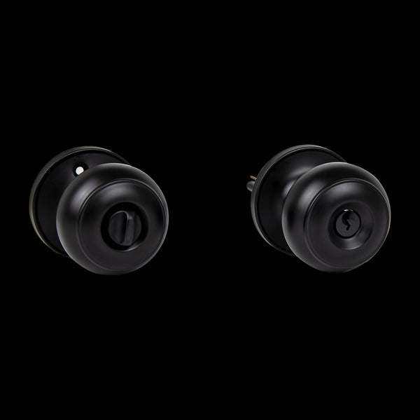 Door Handle Set Key Lock Function Round Black Door Locks & Lock Mechanisms