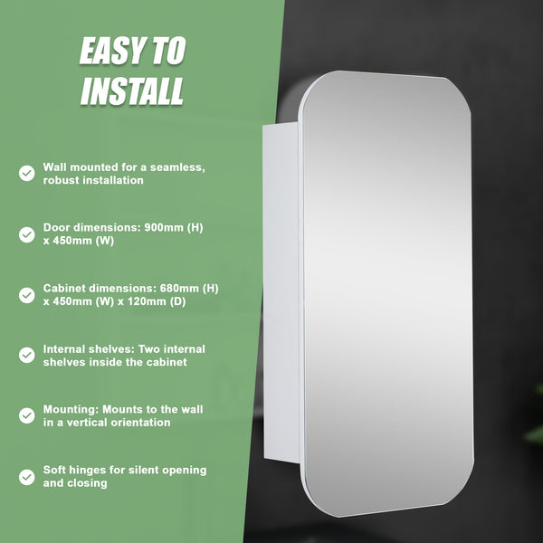Rectangle Wall Hung Bathroom Mirror Shaving Cabinet Vanity Matte White Mirrors