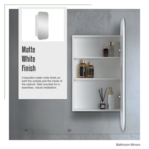 Rectangle Wall Hung Bathroom Mirror Shaving Cabinet Vanity Matte White Mirrors