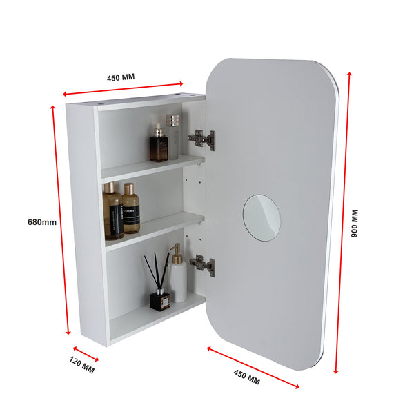 Rectangle Wall Hung Bathroom Mirror Shaving Cabinet Vanity Matte White Mirrors