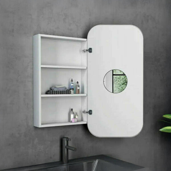 Rectangle Wall Hung Bathroom Mirror Shaving Cabinet Vanity Matte White Mirrors