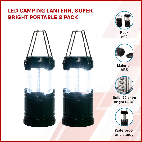 Led Camping Lantern Super Bright Portable 2 Pack Lanterns