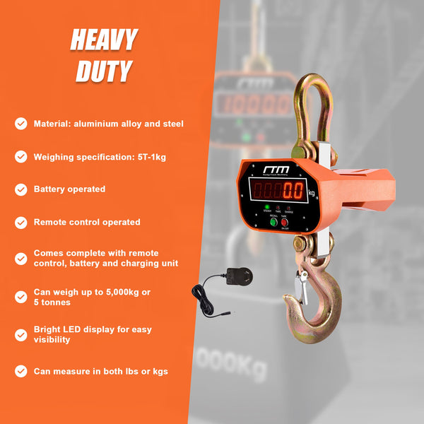 5000Kg Electronic Crane Industrial Hanging Digital Weight Scales