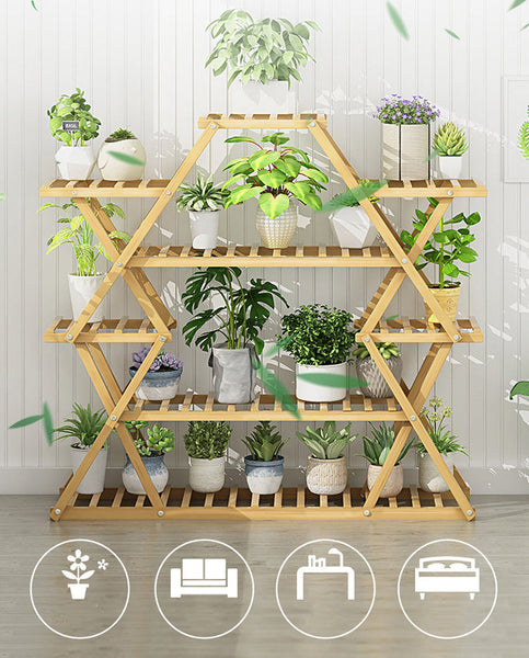 Bamboo Multilayer Flower Plant Bonsai Rack Shelf Stand Porch Lawn Patio Plant Stands