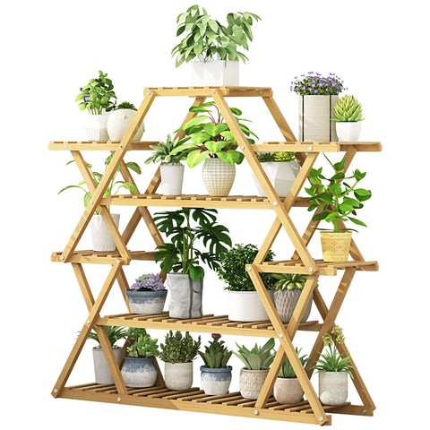 Bamboo Multilayer Flower Plant Bonsai Rack Shelf Stand Porch Lawn Patio Plant Stands