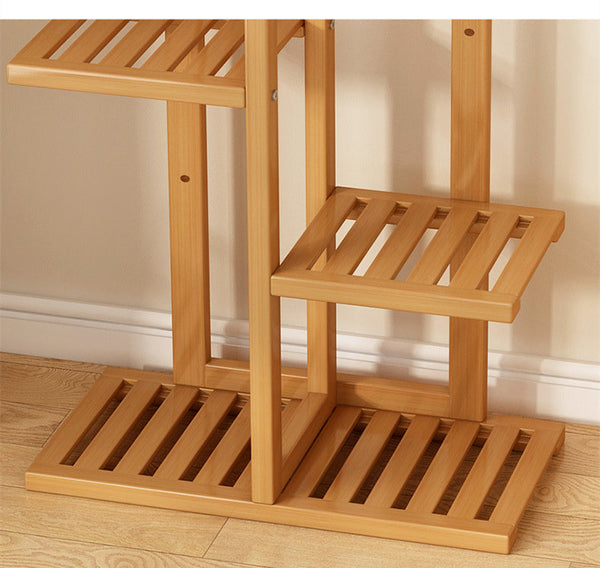 6 Tiers Vertical Bamboo Plant Stand Staged Flower Shelf Rack Outdoor Garden Plant Stands