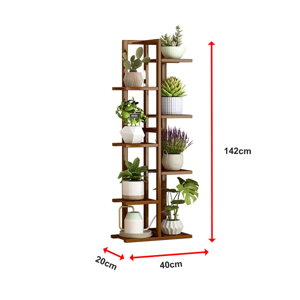 6 Tiers Vertical Bamboo Plant Stand Staged Flower Shelf Rack Outdoor Garden Plant Stands