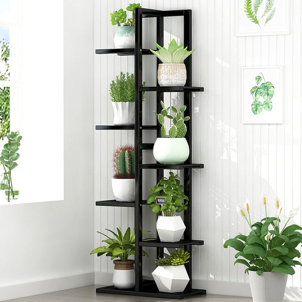6 Tiers Vertical Bamboo Plant Stand Staged Flower Shelf Rack Outdoor Garden Plant Stands