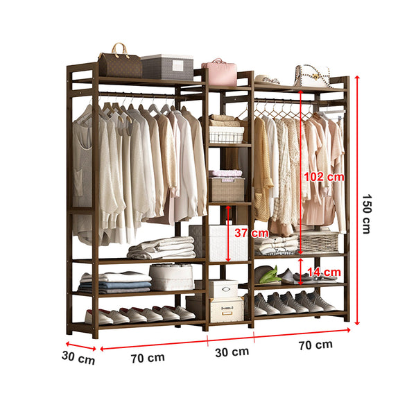 Clothes Rack Coat Garment Stand Bamboo Rail Hanger Airer Closet Garment Racks
