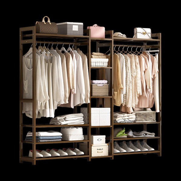 Clothes Rack Coat Garment Stand Bamboo Rail Hanger Airer Closet Garment Racks