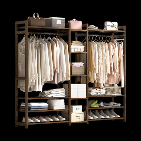 Clothes Rack Coat Garment Stand Bamboo Rail Hanger Airer Closet Garment Racks