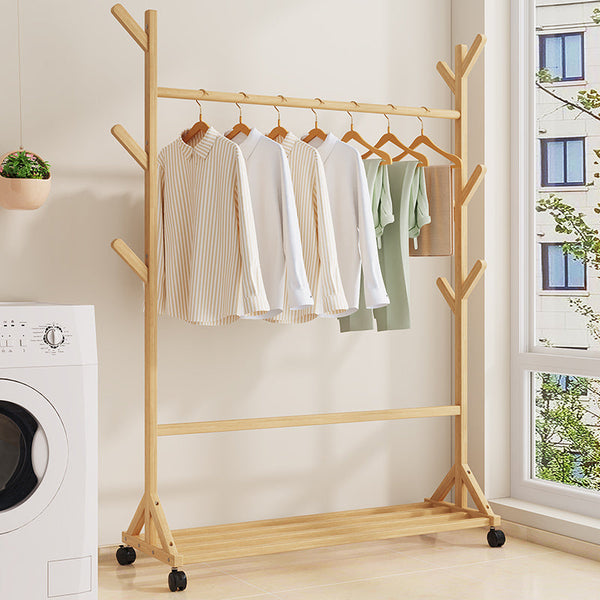 Clothes Rack Coat Garment Stand Bamboo Rail Hanger Airer Closet Garment Racks