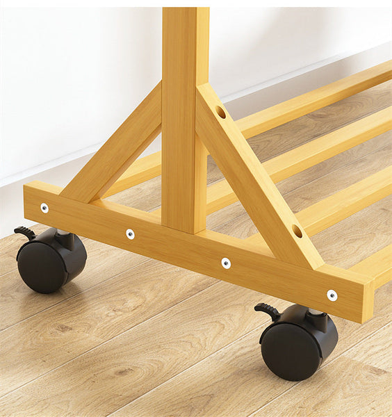 Clothes Rack Coat Garment Stand Bamboo Rail Hanger Airer Closet Garment Racks