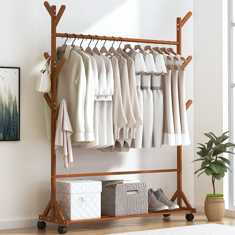 Clothes Rack Coat Garment Stand Bamboo Rail Hanger Airer Closet Garment Racks