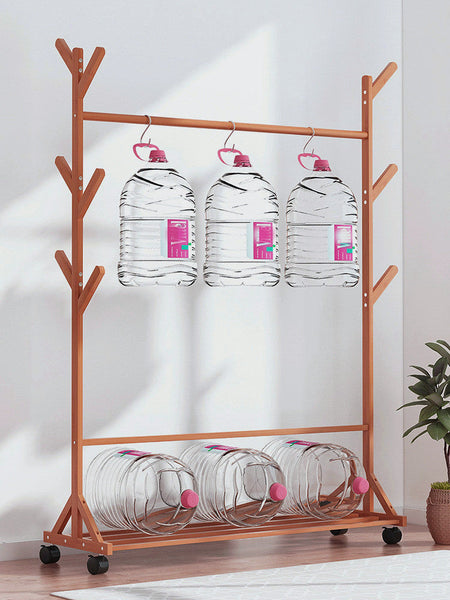 Clothes Rack Coat Garment Stand Bamboo Rail Hanger Airer Closet Garment Racks