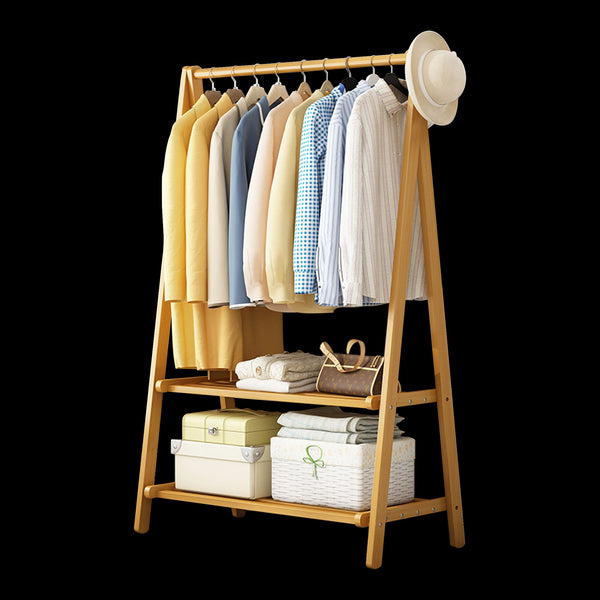 Clothes Rack Coat Garment Stand Bamboo Rail Hanger Airer Closet Garment Racks