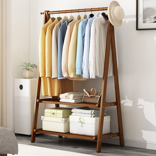 Clothes Rack Coat Garment Stand Bamboo Rail Hanger Airer Closet Garment Racks