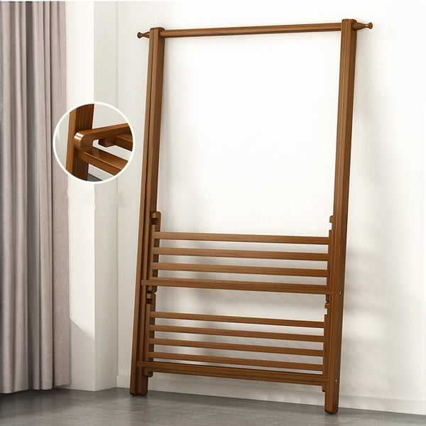 Clothes Rack Coat Garment Stand Bamboo Rail Hanger Airer Closet Garment Racks