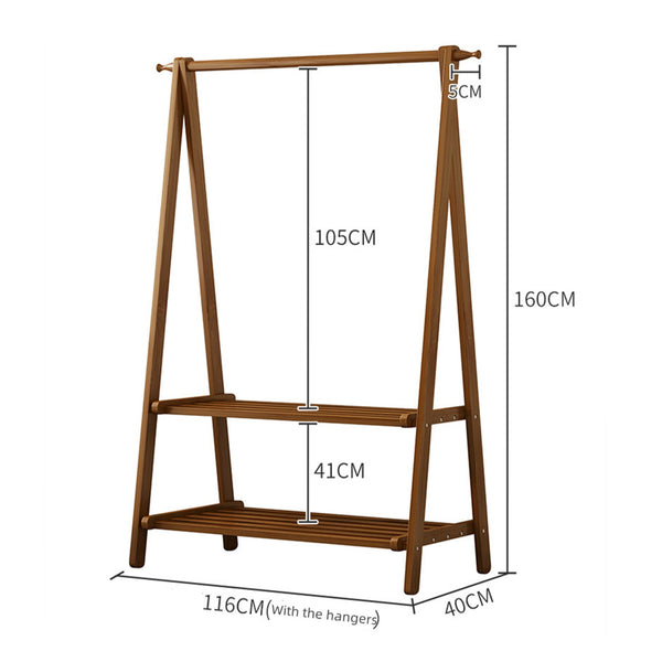 Clothes Rack Coat Garment Stand Bamboo Rail Hanger Airer Closet Garment Racks