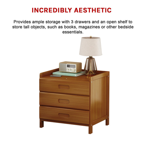 Bamboo Bedside Table Nightstand Storage Bedroom Sofa Side Stand Bedside Tables