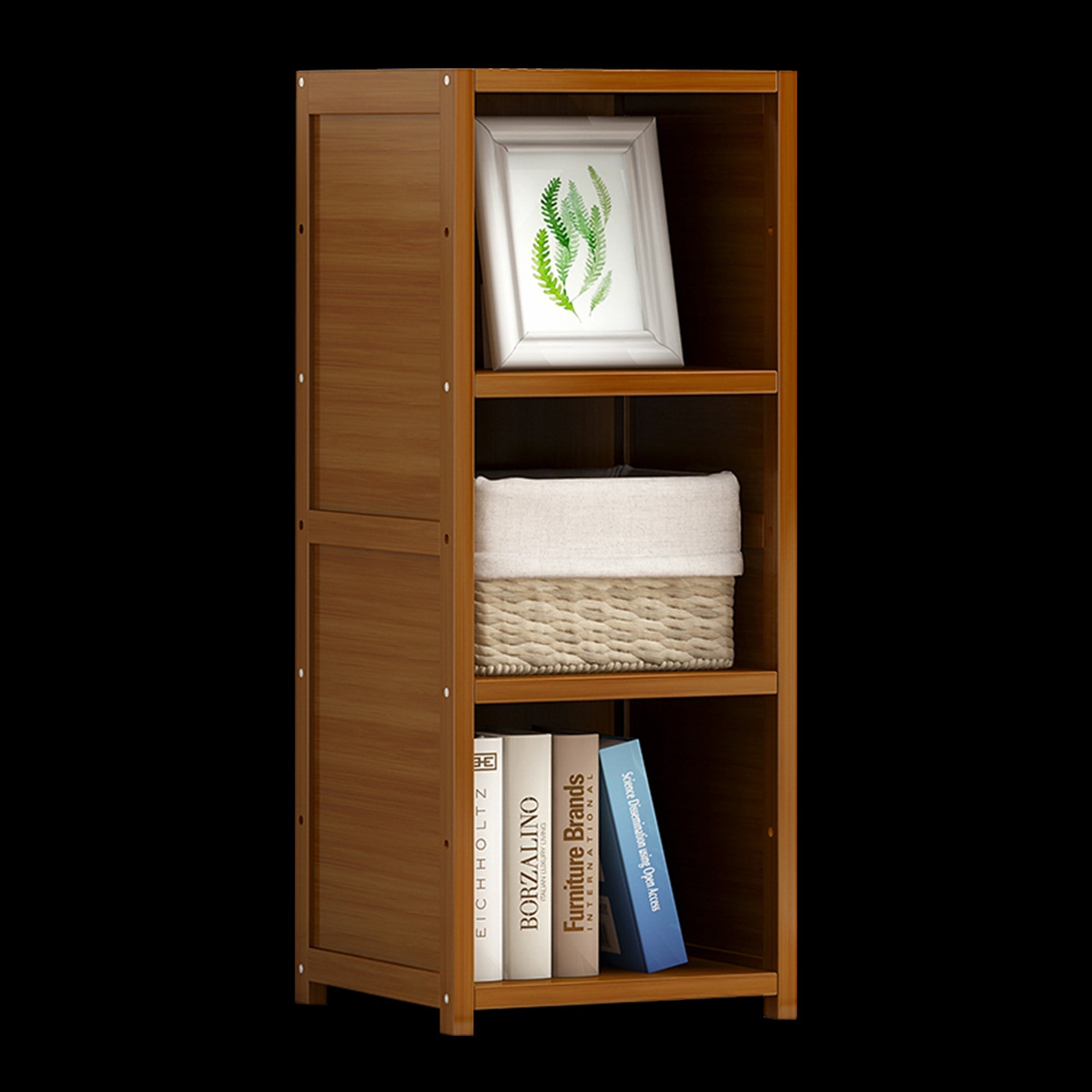 Bamboo Shelf Bookcase Display Storage Rack Stand Livingroom Bedroom Bookshelves