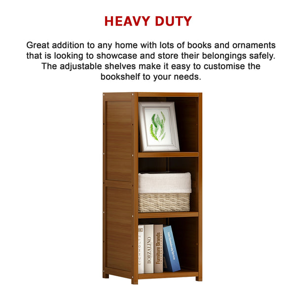 Bamboo Shelf Bookcase Display Storage Rack Stand Livingroom Bedroom Bookshelves