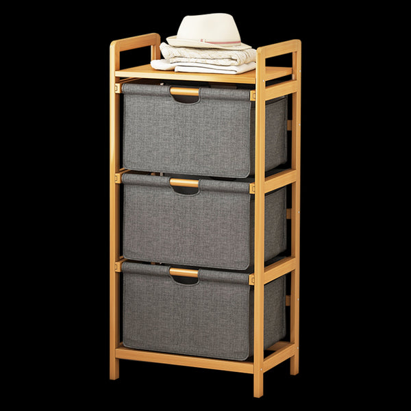 Bamboo Shelf With Storage Hamper Wooden Removable Bags Laundry Baskets & Hampers
