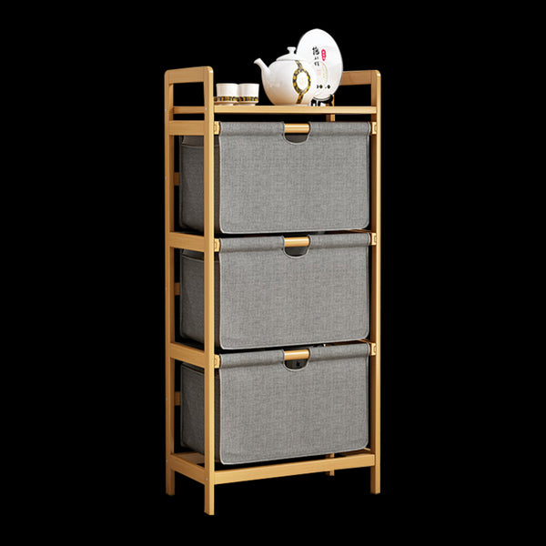 Bamboo Shelf With Storage Hamper Wooden Removable Bags Laundry Baskets & Hampers