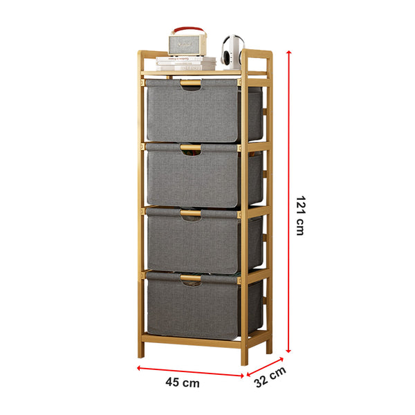 Bamboo Shelf With Storage Hamper Wooden Removable Bags Laundry Baskets & Hampers