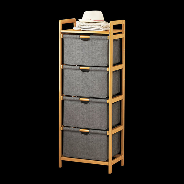 Bamboo Shelf With Storage Hamper Wooden Removable Bags Laundry Baskets & Hampers